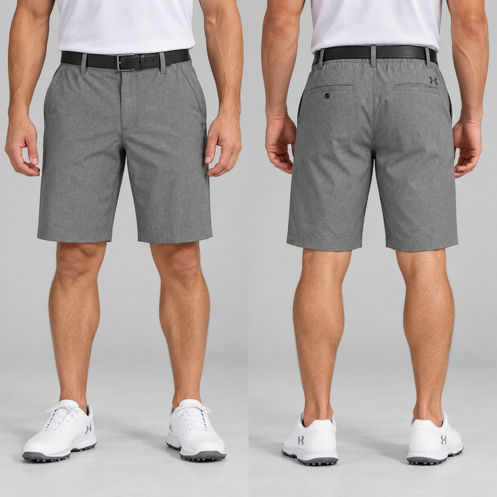 Under Armour HeatGear Drive Golf Shorts Men 40 Gray Heather Stretch Loose Fit